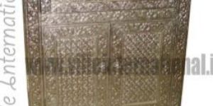 Embossed White Metal Bedside Cabinet