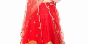 Peach Scarlet Bridal Lehenga