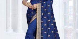 Viva N Diva Navy Blue Colored Silk Saree.