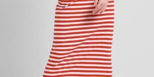 Women Striped Tie up Waist Maxi Skirt
