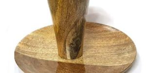 Food Safe Clear Coating Round Shape Wooden Plate