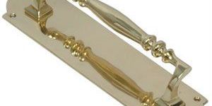 Brass Door Pull Handle on Plate