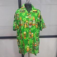 Green Colour Party Style with Flower Base Hawai Unisex Shirt
