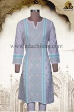 Lucknowi Chikan Hand Embroidered Cotton Kurti