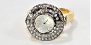SKONI JEWELS DIAMOND POLKI RING HANDMADE 925 SILVER GOLD PLATED RING