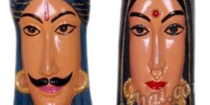 Dark Blue Gujarati Couples Face Wall Hanging