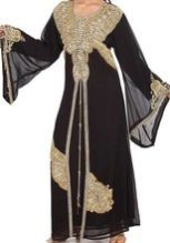 Gold Copper Zari Work Magnificient Black Kaftan