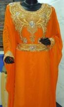 Orange Golden Work Abaya