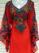 Red Abaya Embroidery Work