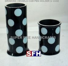 BLACK ENAMEL METAL VASE