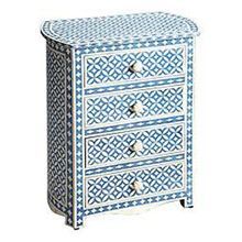 Industrial Vintage Blue Distressed Painted 4 Drawer Bedroom Furniture