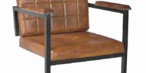 Iron Frame Arm Leather Chair Loft Industrial Dining Chair