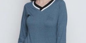 V Neck FullSleeve Green Color Cotton Pullover