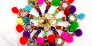 Mirror Beads Work Key Chain Ring