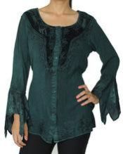 Embroidered Acid Wash Top