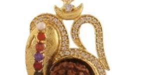 Navaratan Rudraksha Ganesh Gold Plated Pendant