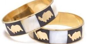 INLAID METAL-AND-SHELL BRACELET