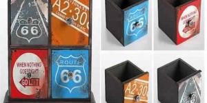 RETRO WOODEN DESKTOP STORAGE BOX