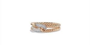 Rose Gold Plated CZ Studded Twisted Ladies Ring