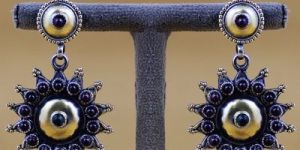 Pure Silver Earring with Gold Polished