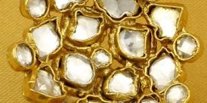 Silver Handmade Kundan Gold Polish Ring