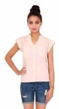 Casual Crap Plain Dyed Women's Peach Top