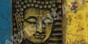 VINTAGE RECLAIMED BUDDHA METAL STAMP STORAGE BOX