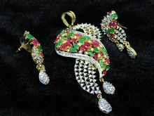 Onyx with Cubic Zirconia Gold Plated Pendant Set