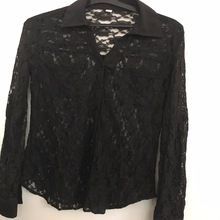 Ladies Black Polyster Lace Blouse