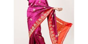 SILK PURPLE and RED BANARSI SARI