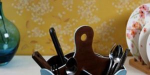 Blue Wooden Cutlery Holder