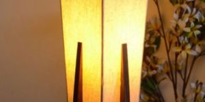 Handcarved Wooden Brown Table Lamp