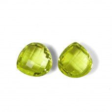 Lemon Green Gold 11x11mm Heart Baguette Cut