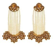 Gold Color Glass Stone Antique Earring