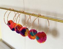 Rose Gold Pom Pom Hoop Earring