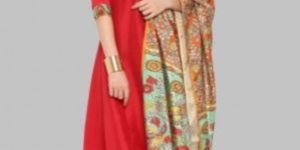 Red Poly Silk Digital Print Dupatta