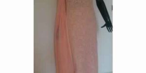 KIA PEACH COLOR FULL PANEL EMBROIDERED FAUXGEORGETTE SUIT MATERIAL
