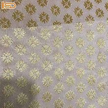 Floral Gold Printed Jute Curtain Fabric