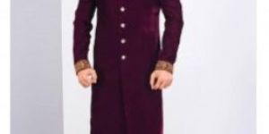 Maroon Velvet Self Sherwani