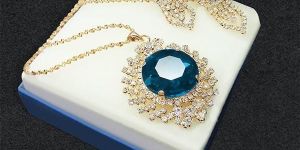 Tip Top Fashions Blue Austrian Stone Pendant Set