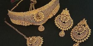 Tip Top Fashions Brown Stone Choker Necklace Set