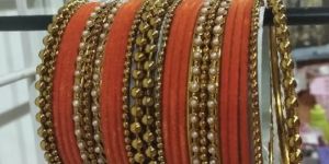 Tip Top Fashions Gold Plated Austrian Stone Orange Bangle Set