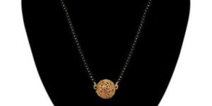 Tip Top Fashions Gold Plated Black Beads Mangalsutra Set