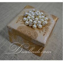 Brocade Silk Favor Box Wedding Pearl Rhinestone