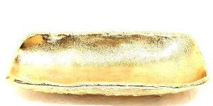 Aluminium Crafted Decorative Platters Shape of Tree Bark 30.5 cm Gold