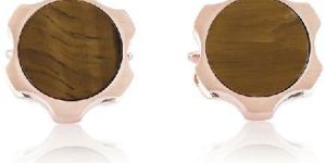 ROSE GOLD FINISH WOODEN CAT EYE CUFFLINKS FOR MEN