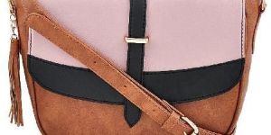 Women Tan Leatherette Sling Bag