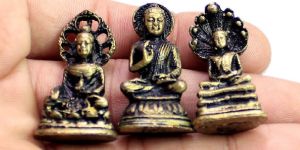 Indian Lot Lord Buddha Miniature Brass Sculpture Statues