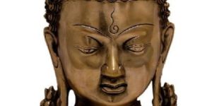 Two Tone Lord Buddha Head Brass Idol Sculpture Wall Hanging