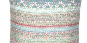 Indian Pure Cotton Handmade Kantha Work Designer Sofa Cushion Cover Case